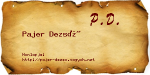 Pajer Dezső névjegykártya